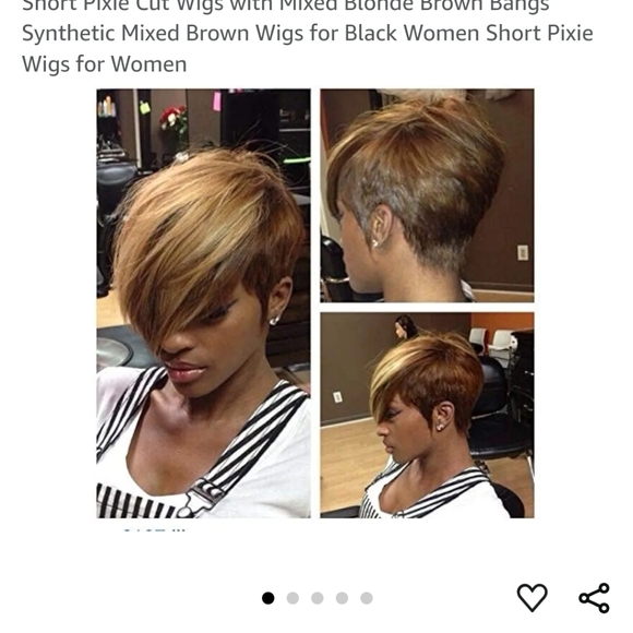 #New Short Pixie Cut Wig Mixed Blondy Brown Bangs Synthetic - Picture 1 of 12